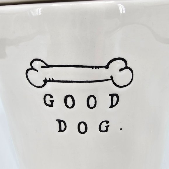 RARE Rae Dunn Ceramic Small Script Bone "GOOD DOG" Canister/Treat Jar Crown Lid - Picture 14 of 15